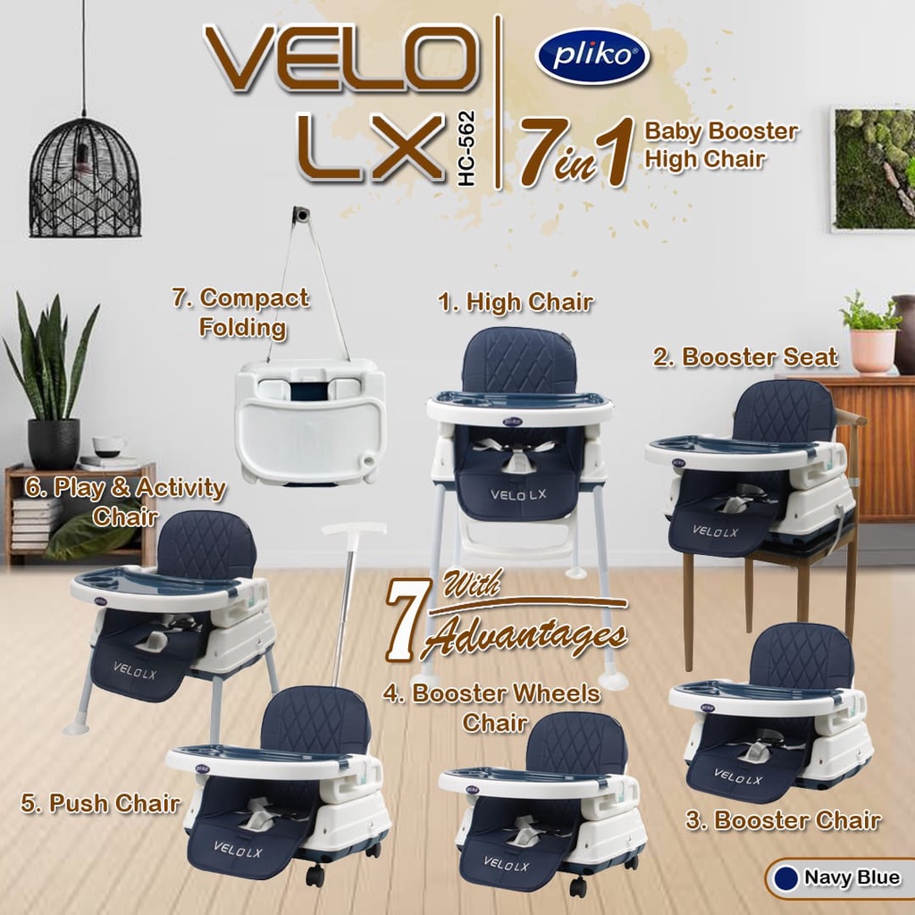 Jual Pliko VELO LX HC562 Booster Seat baby High Chair 7 advantages 7 in 1 kursi makan anak bayi 7in1 Shopee Indonesia