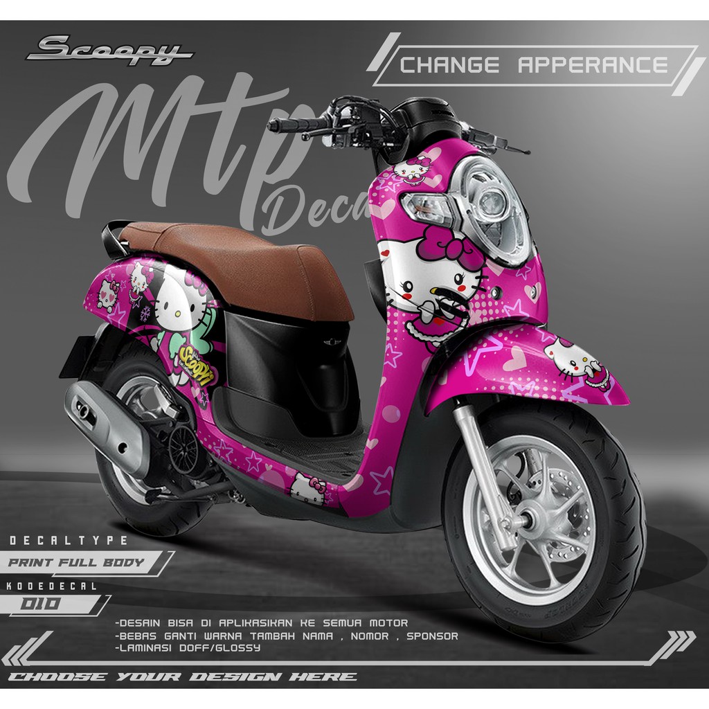 Jual Decal Stiker Dekal Sticker Honda Scoopy New Fi Full Body Custom Desain Mtp 10 Hello Kitty 2671