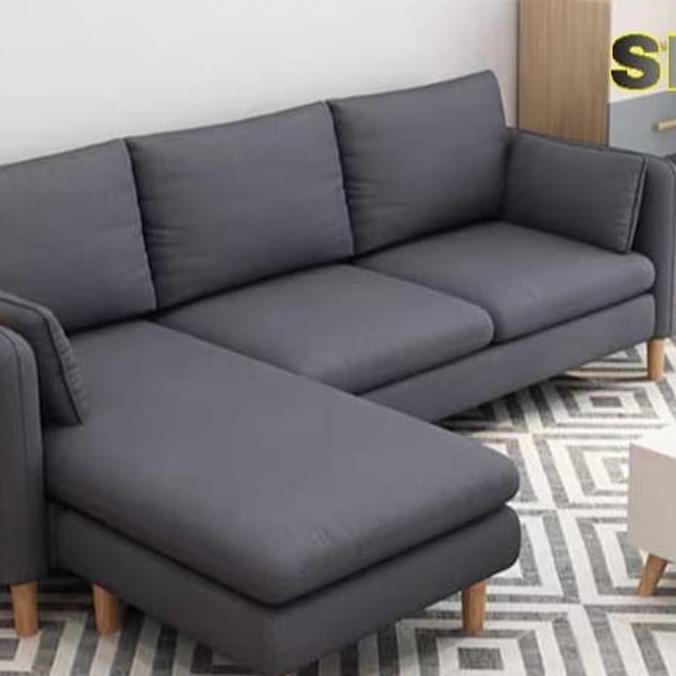 Jual Sofa Letter L Shape Abu/Sofa Minimalis/Sofa Ruang Tamu/Sofa ...