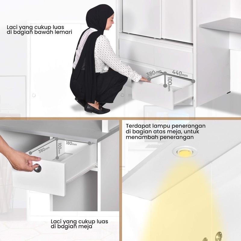 Jual Offo Living Lemari Pakaian Sliding Dengan Meja Kerja Meja