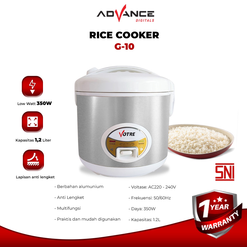 Jual Advance Rice Cooker Mini G10 1.2 Liter 1 element Garansi Resmi 1 Tahun Shopee Indonesia