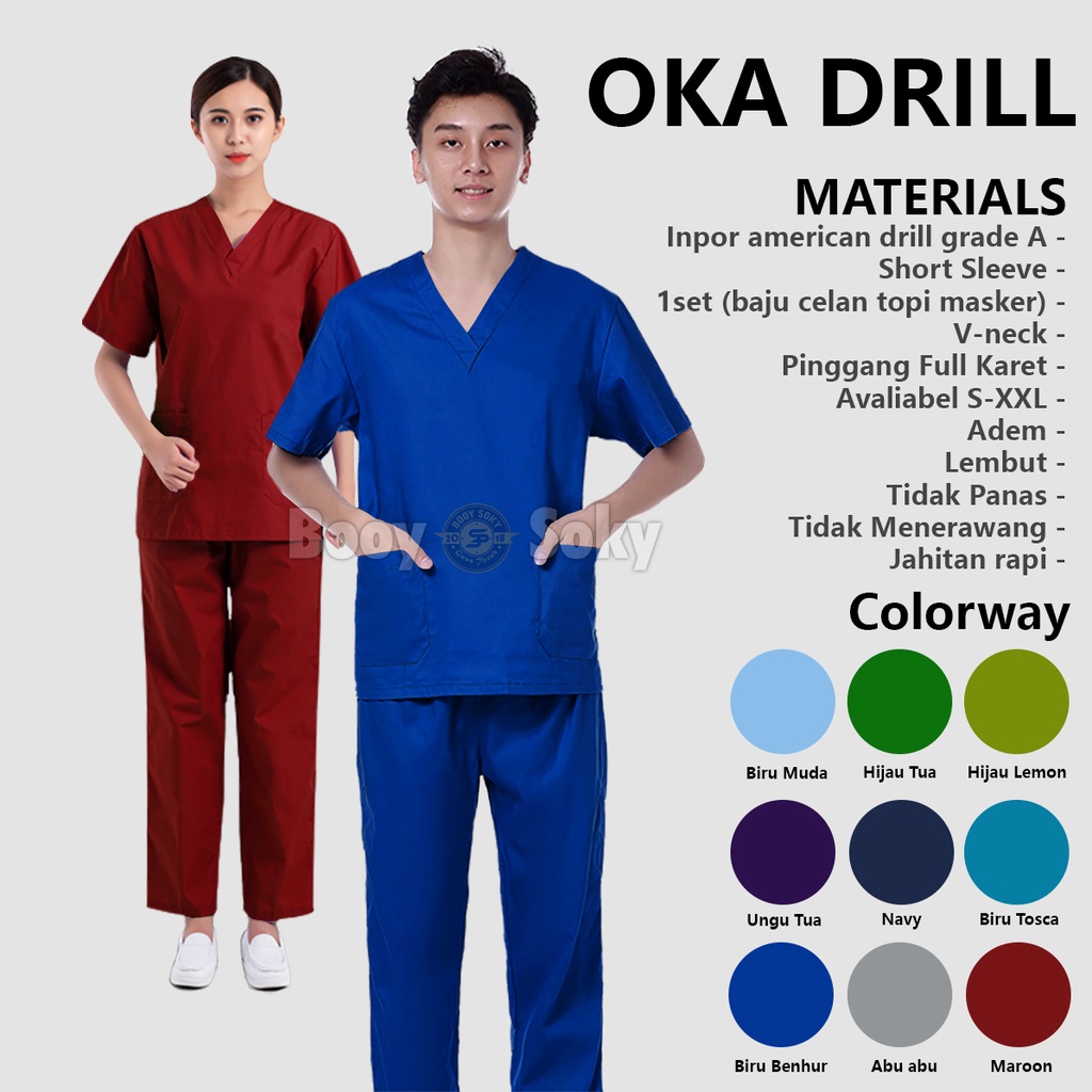 Jual Baju Ok Baju Jaga Dokter Perawat Baju Oka Scrub Baju Oka Lengan Pendek Pria Dan Wanita 1377