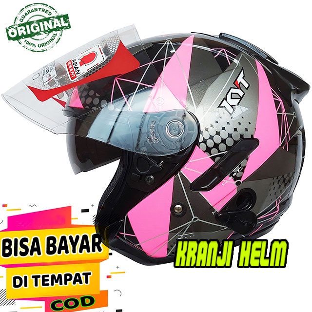 Jual Helm / Helm half face / Helm kyt galaxy flat r 6 black fuxia