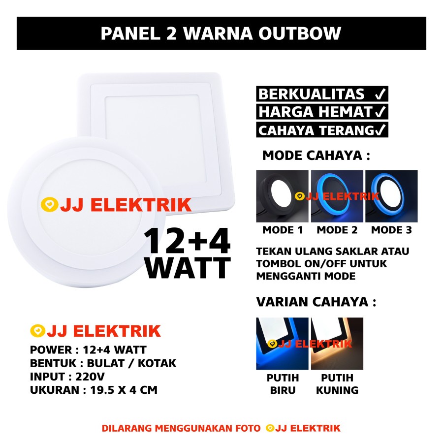 Jual Lampu Downlight LED 2 Dua Warna Plafon Outbow Tempel 12W 12 Watt ...