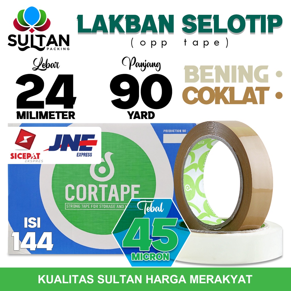 Jual Lakban Isolasi Selotip 24mm x 90yard Plakban OPP Tape CORTAPE ...