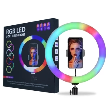 RGB LED Ring Light 26 30cm Tripod 2.1 M Ring Light Rainbow Lampu Disko