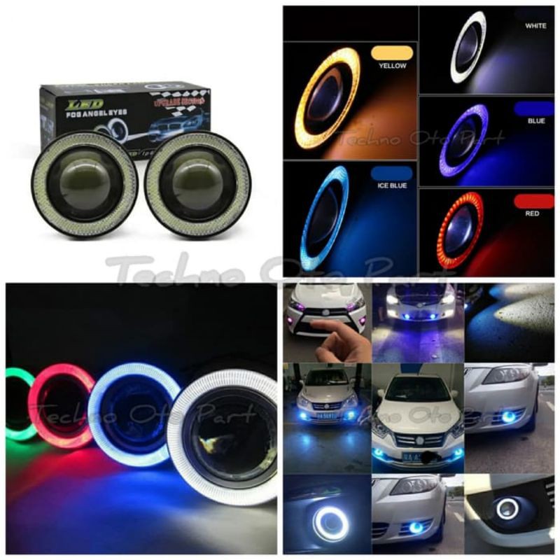 Jual Lampu Led Foglamp Angel Eyes Mm Lensa Projector Putih Ice Blue