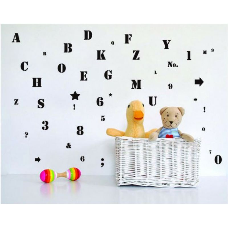 Jual stiker dinding karakter black alphabet | Shopee Indonesia