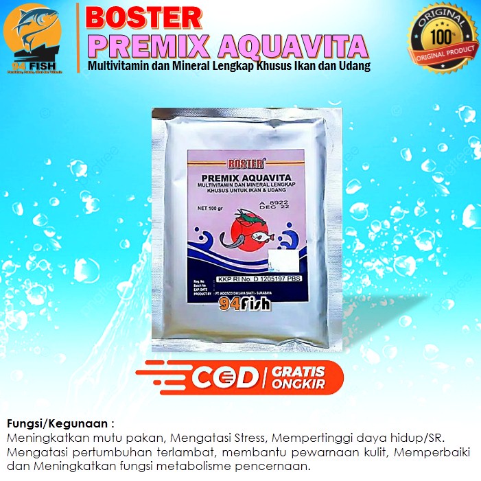 Jual Boster Premix Aquavita Vitamin Pertumbuhan Ikan Dan Udang Gram