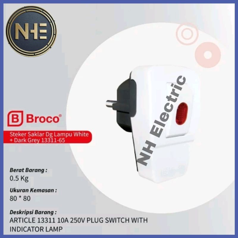 Jual Steker Saklar Lampu On Off 13311 White Broco Plug Switch With ...