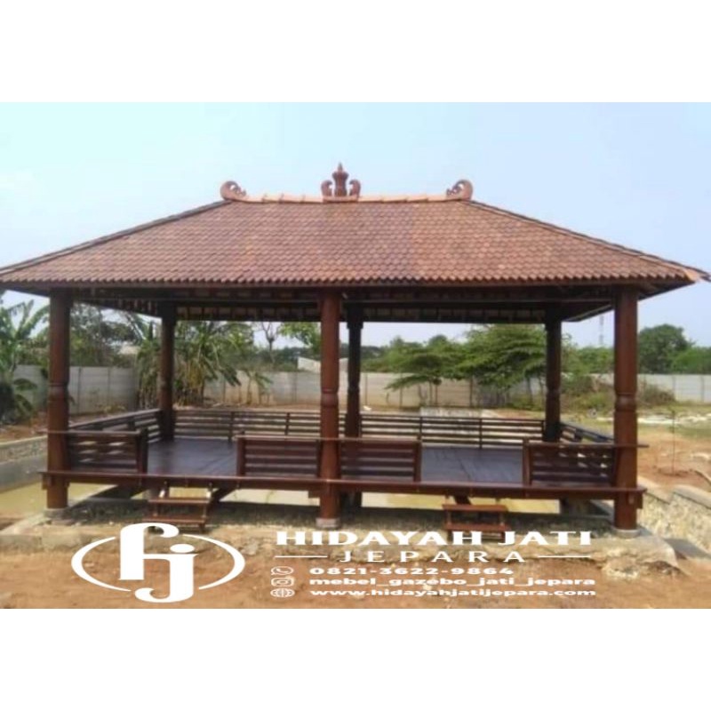 Jual Gazebo Kayu Kelapa Atap Sirap Kayu Ulin Ukuran 6 X 3 Meter