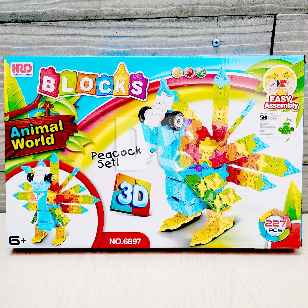 Jual TGA Blocks Animal World 3D Peacock Parrot Set DIY Bongkar Pasang ...