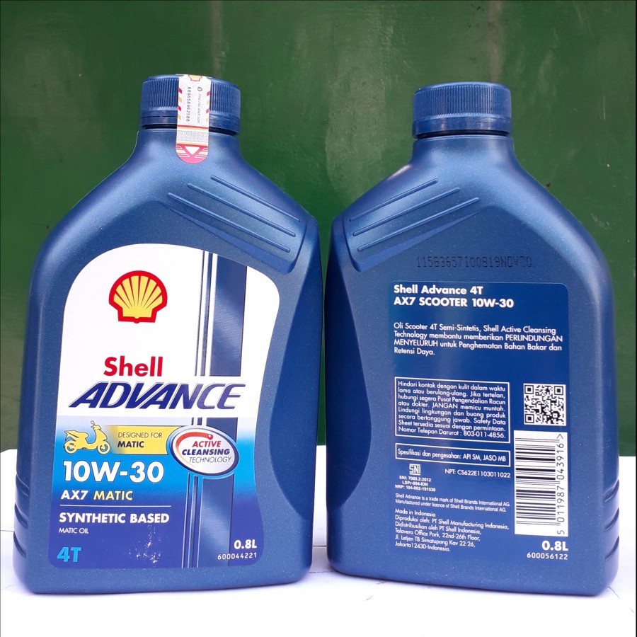 Jual Oli Motor Matic Shell Advance AX7 Scooter Matic 10W 30 800ml - Oli ...