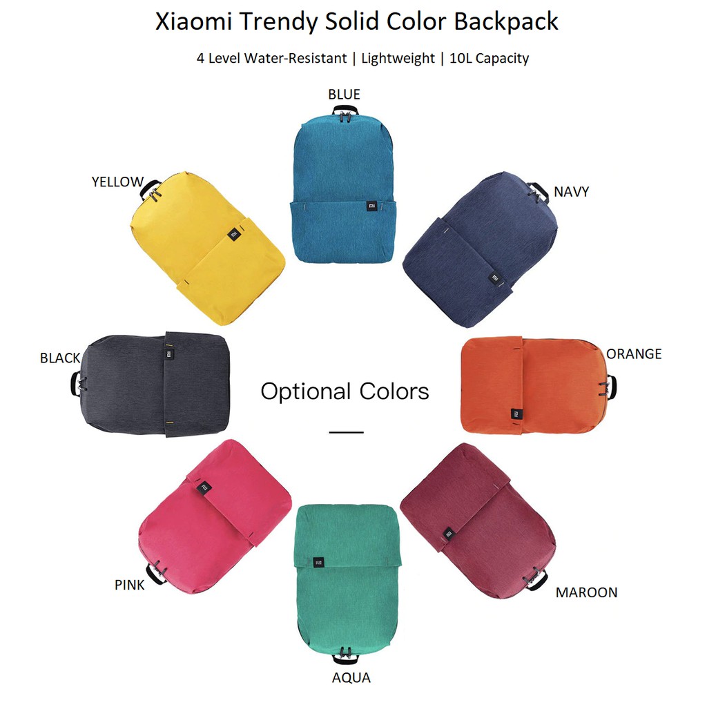 Xiaomi Trendy Solid Color Lightweight Water-resistant Backpack