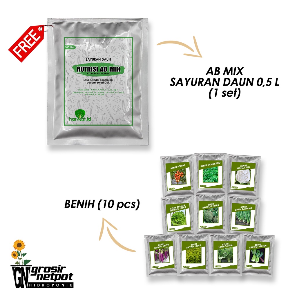 Jual Nutrisi Hidroponik AB MIX Sayuran Daun, Buah, Bunga 500 ml padat ...