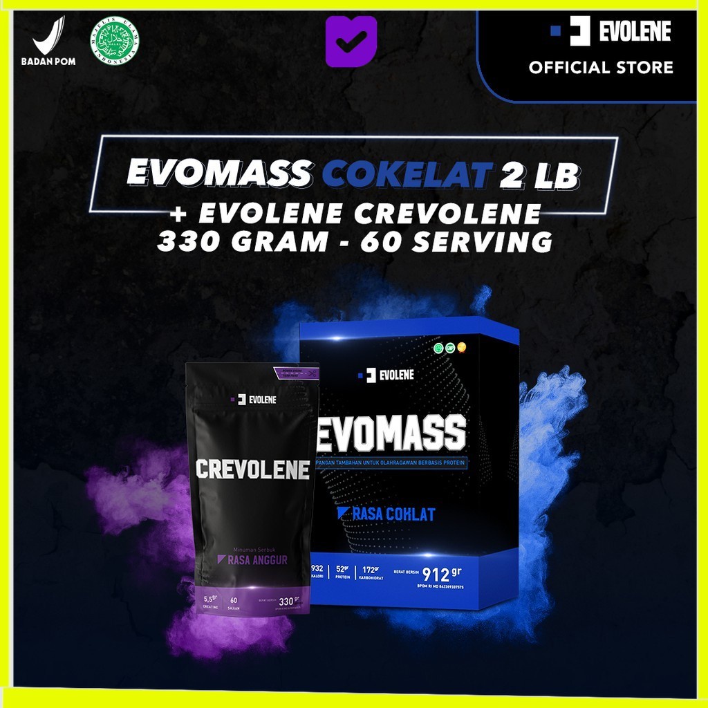 Jual Evolene Evomass Evo Mass Evomas Mas Coklat 912gr/4x serving ...