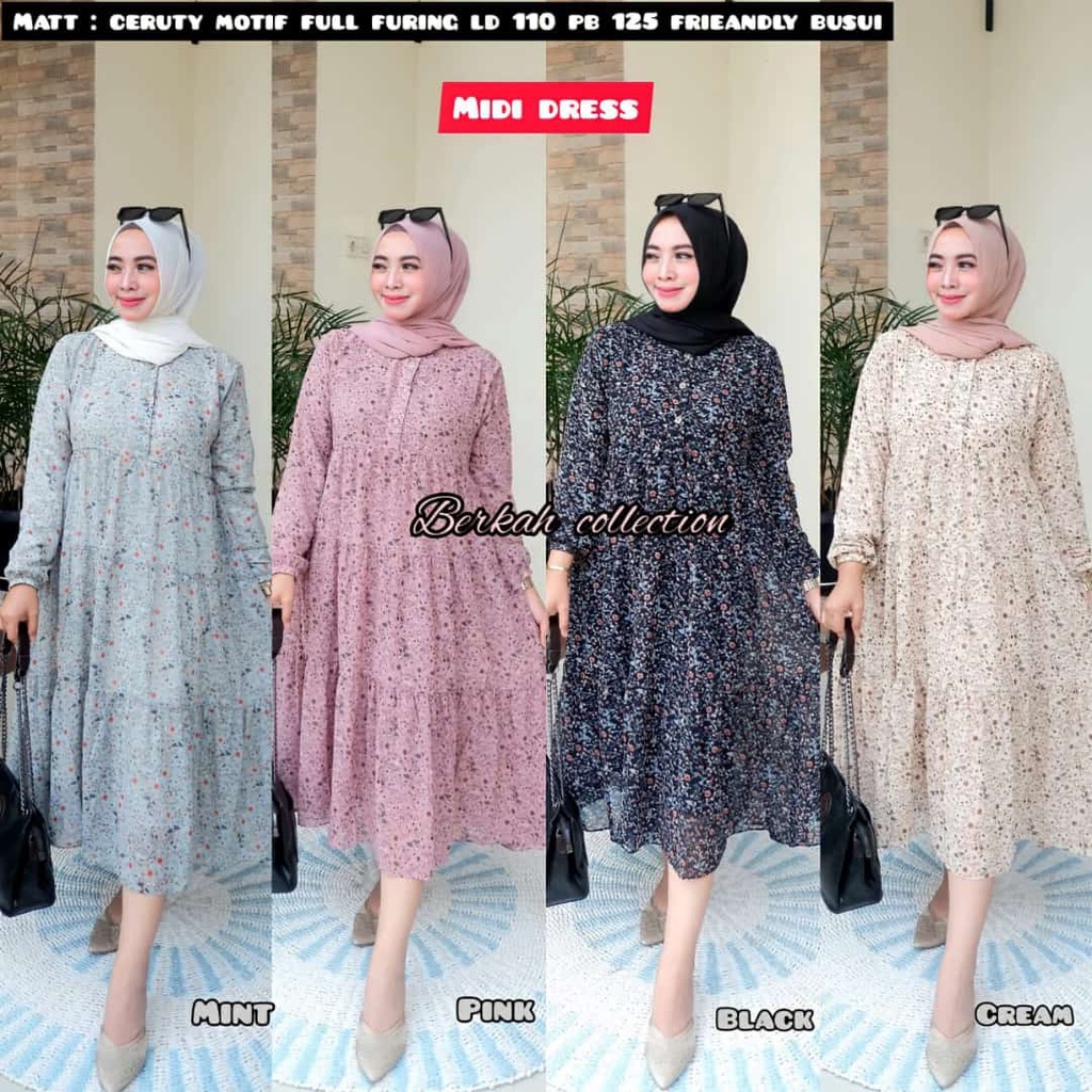 Jual MIDI DRESS , MIDI TERABRU , MIDI CERUTY BAHAN BABY DOLL , MIDI