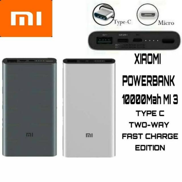 Jual Power Bank Xiaomi 10000 mAh Mi Pro 3 Type C 18W Fast Charging ...