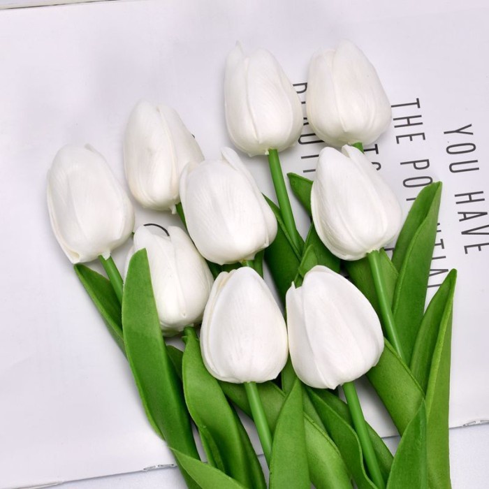 Jual TERBARU TULIP TANGKAI BESAR - Bunga Tulip Artificial Latex Premium -  Putih | Shopee Indonesia