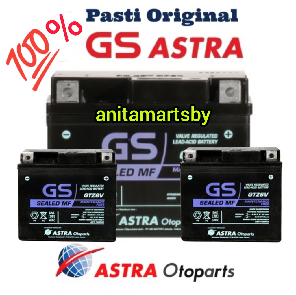 Jual Aki / Accu - Gs Gstra Mf Gtz6v ( Vario fi 125 /150 pcx satria fu