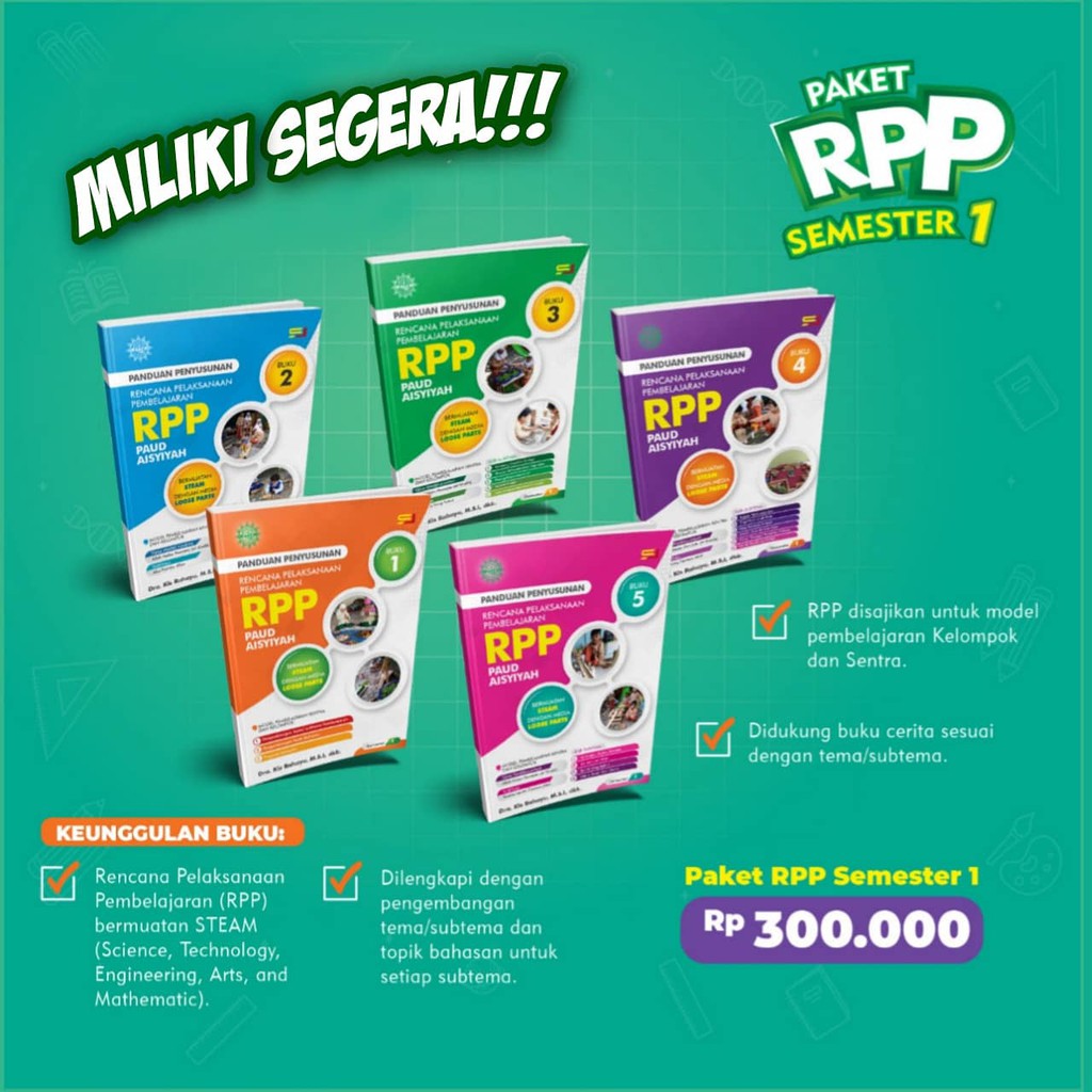 Jual Buku Paket RPP PAUD SEMESTER 1 (5 BUKU) (Bermuatan STEAM dan Losee ...