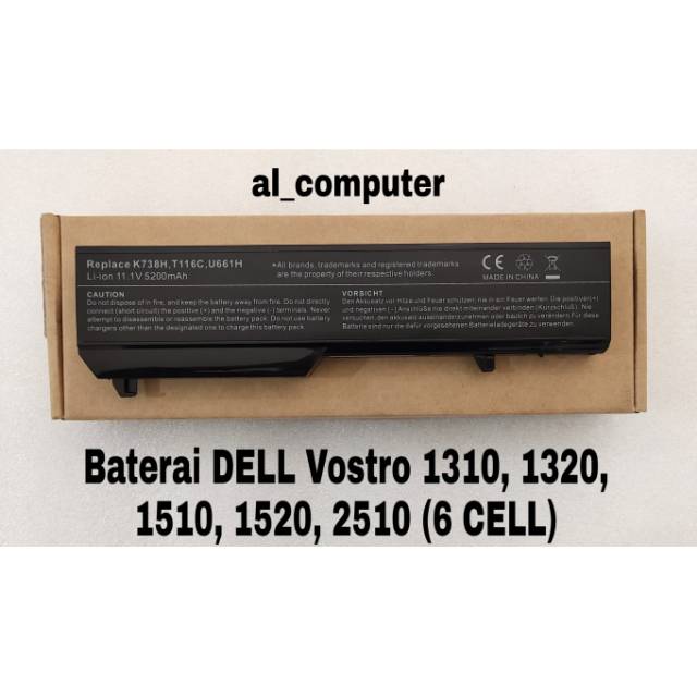 Jual Baterai DELL Vostro 1310, 1320, 1510, 1520, 2510 (6 CELL) | Shopee ...