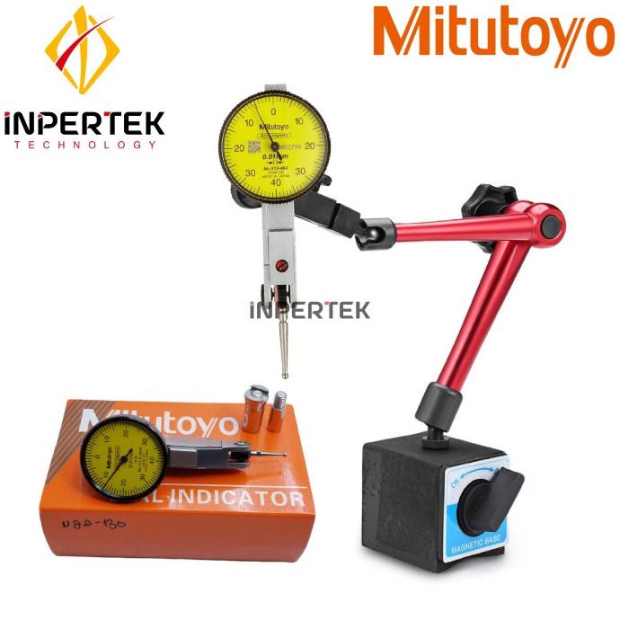 Jual Dial Indicator Mitutoyo + Magnetic Base Flexible Test Stand Gauge ...