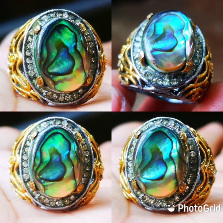 Jual Cincin Pria Batu Natural Abalon Shel Kerang Laut Top Colour ...