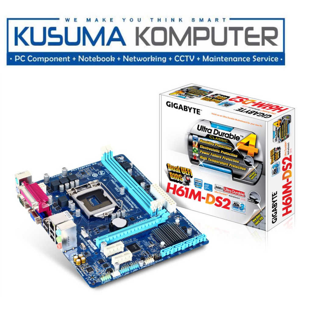 Jual Gigabyte Motherboard H61M DS2, LGA1155 Shopee Indonesia