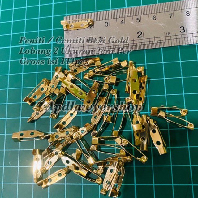 Jual Peniti / Cemiti Besi Gold 2cm Lobang 2 Per Gross isi 144pcs Peniti ...