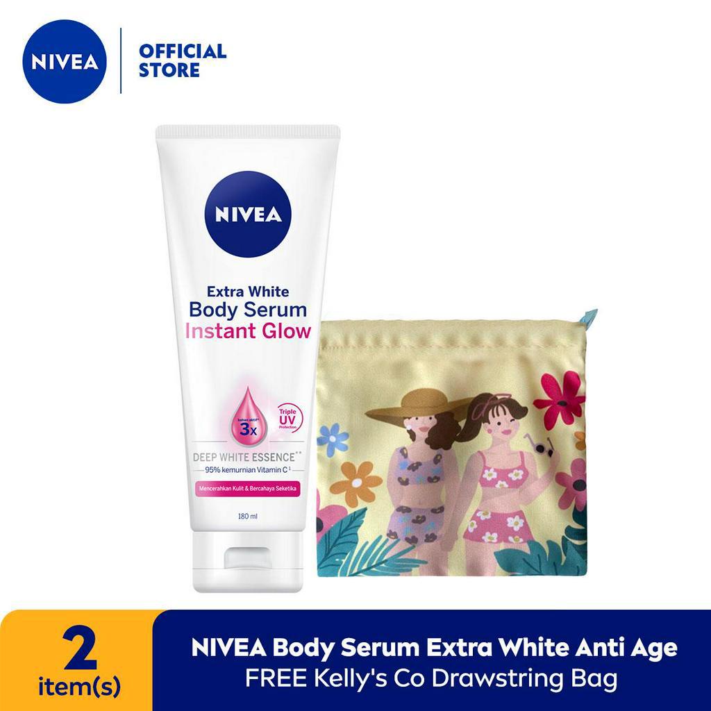 Jual Nivea Body Serum Extra White Instant Glow 180ml Free Kellys Co