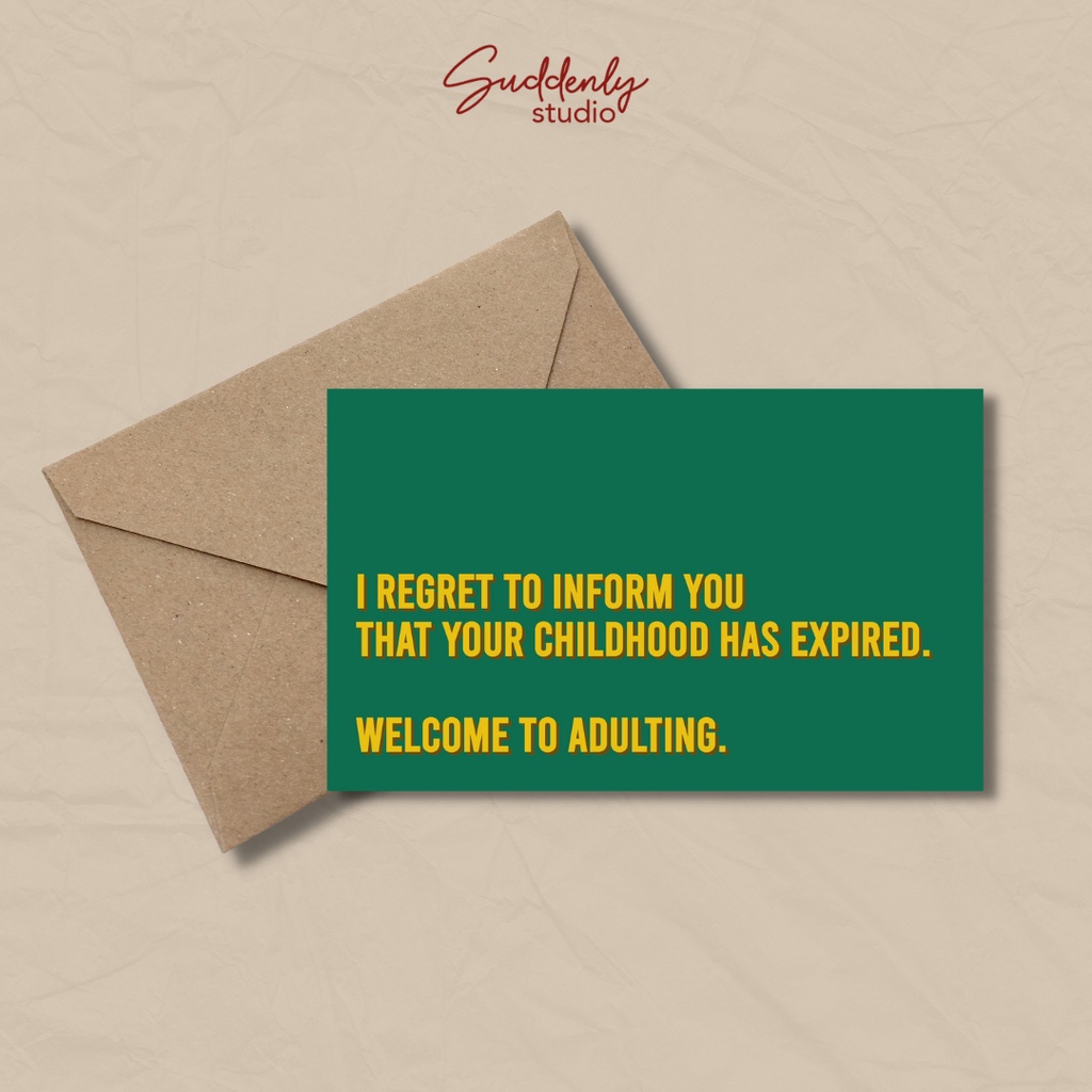 Jual Kartu Ucapan - Welcome To Adulting - SUDDENLY STUDIO | Shopee ...