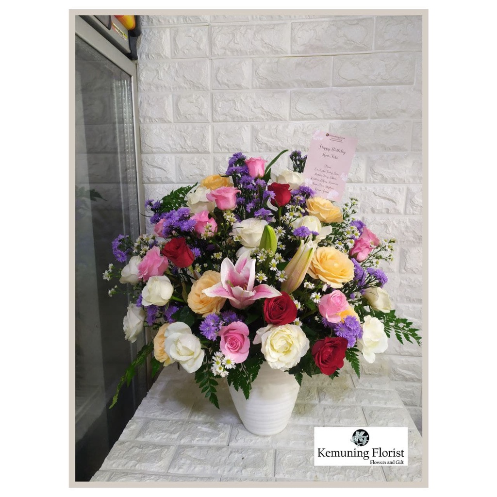 Jual rangkaian bunga segar/ buket bunga vas/ buket bunga asli/ bunga