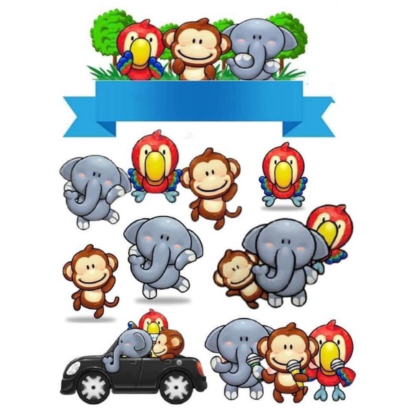 Jual Topper Kue karakter animal baba lili tata / Hiasan Kue animal