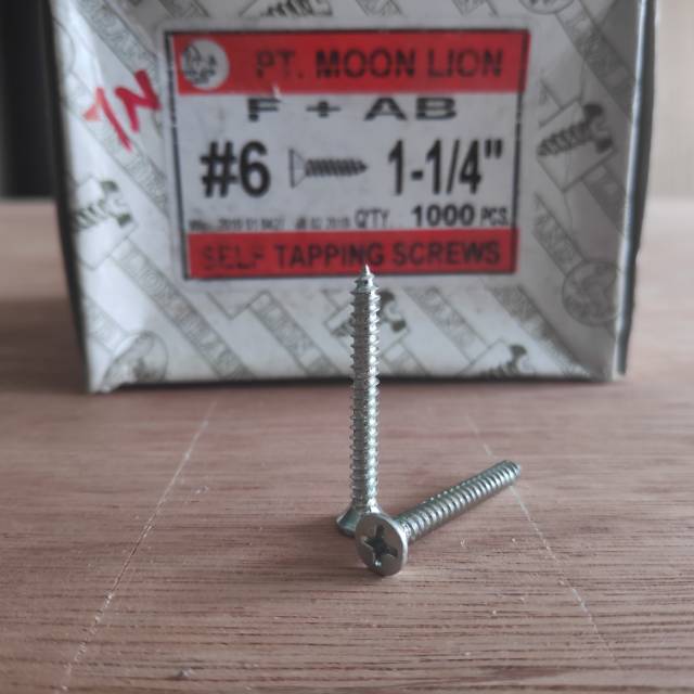Jual Sekrup Skrup Tapping F + AB Kepala Rata, 6 x 1 1/4 Inch (3 cm ...