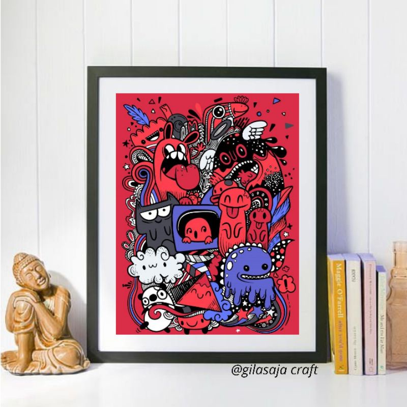Jual figura foto 32x39 doodle keren custom hiasan dinding Shopee Indonesia