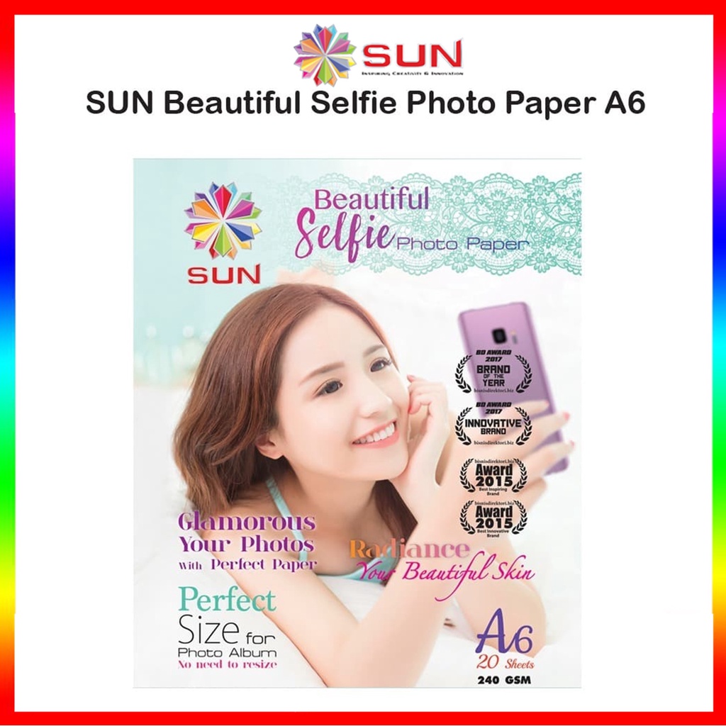 Jual Kertas Foto Glossy A6 3R - SUN Beautiful Selfie Glossy Photo Paper ...