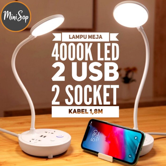 Jual Lampu Meja - Lampu Meja Belajar Led Baca Kerja Usb Socket Adaptor ...