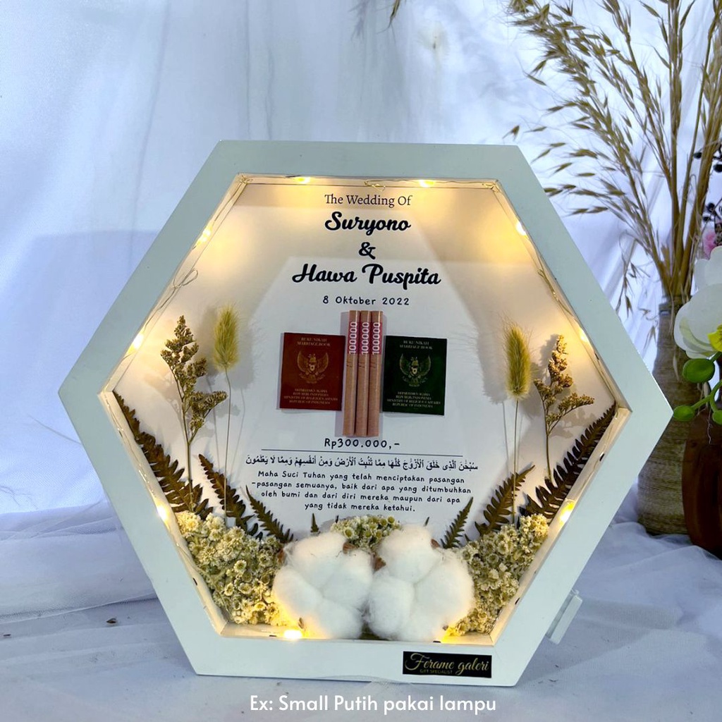 Jual Bingkai Mahar Pernikahan Rustic 3D Hexagonal / Mahar Nikah / Frame ...