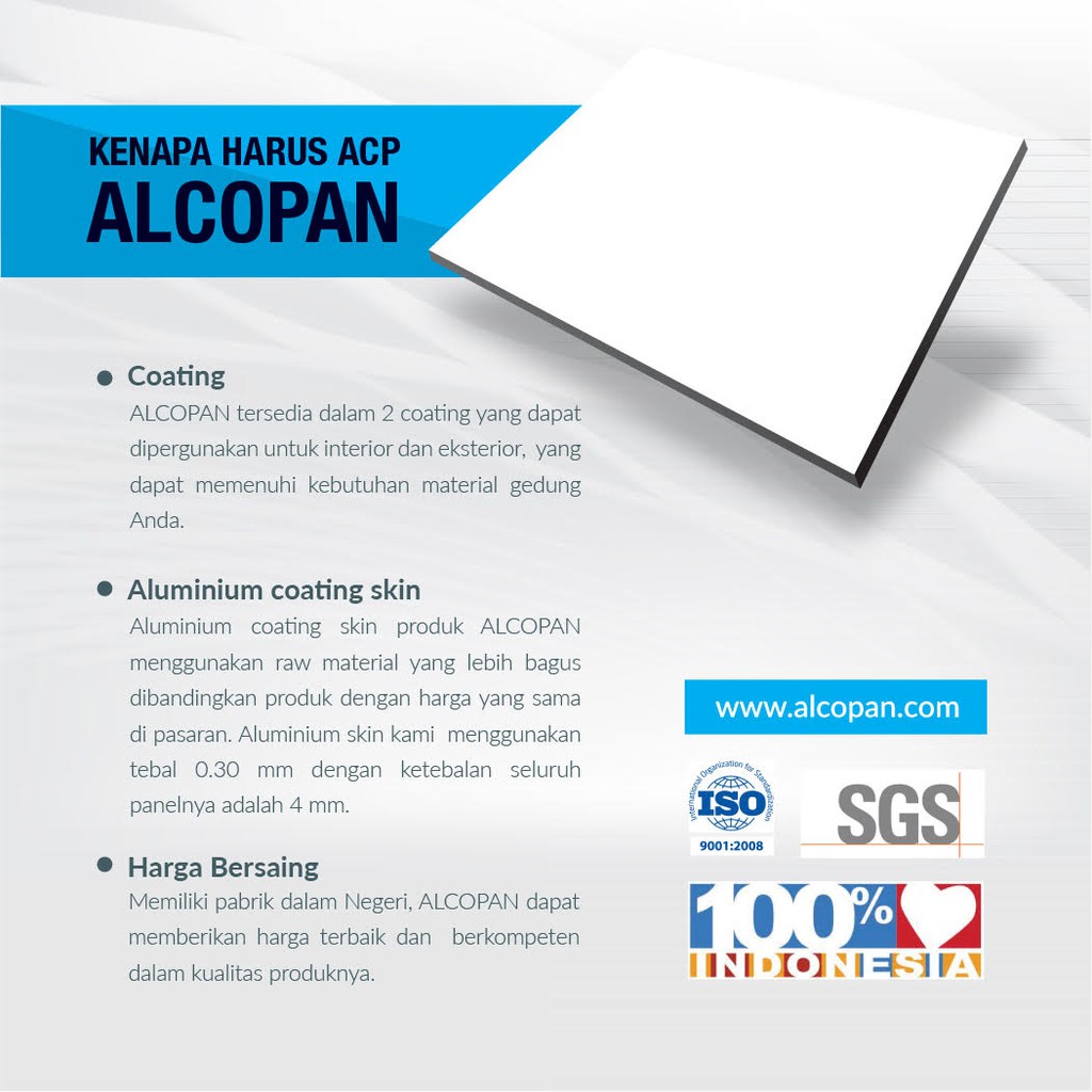 Jual ( Free Kurir Toko ) ACP Alcopan White Glossy PVDF Exterior 4mm ...