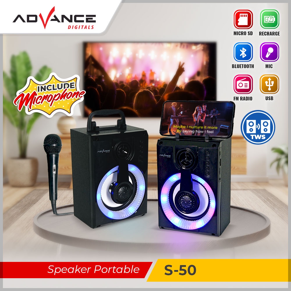 Jual Speaker Advance Bluetooth Wireless Portable S-50 Inch Free