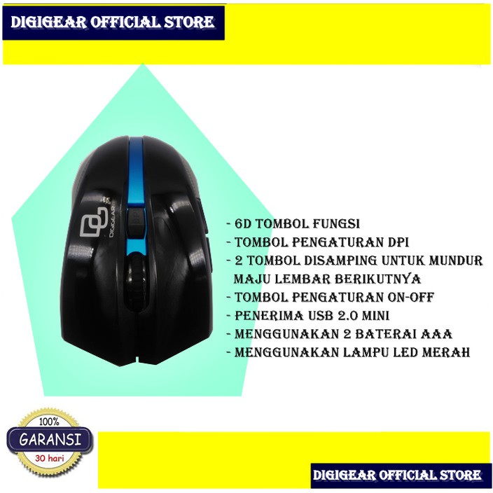 Jual DIGIGEAR Wireless Mouse Tortuga Series | Shopee Indonesia