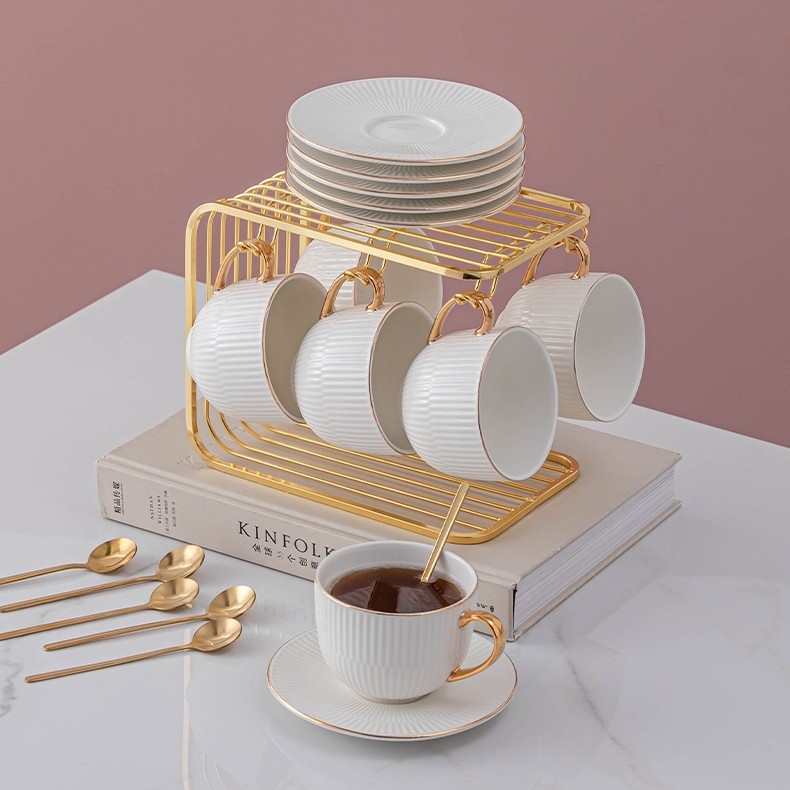 Jual LUXURY CUP TEA SET WITH RACK / GELAS TEH SET + RAK Shopee Indonesia