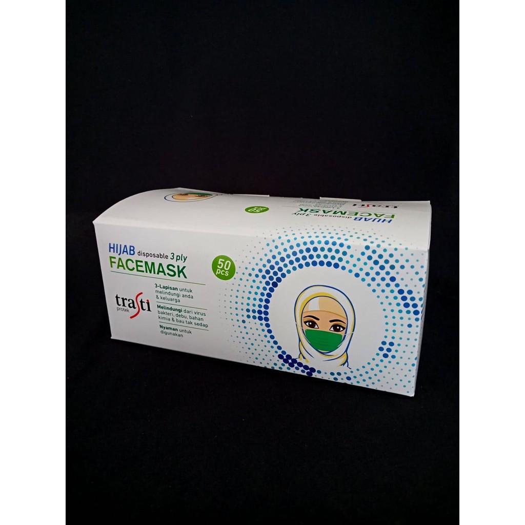 Jual MASKER TRASTI 3 PLY HIJAB | Shopee Indonesia