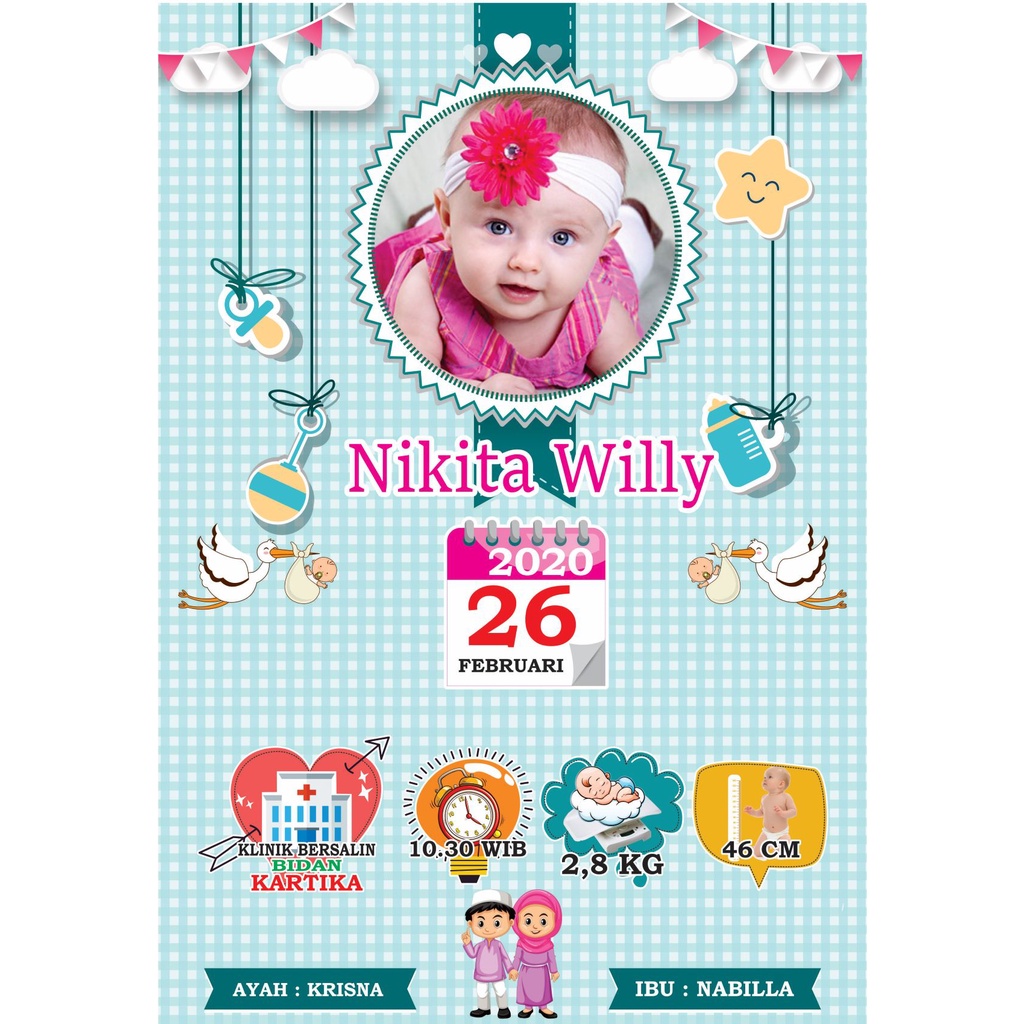 Jual KARTU NAMA BAYI | BIO BABY | STIKER NAMA | KARTU NAMA AQIQAH ...
