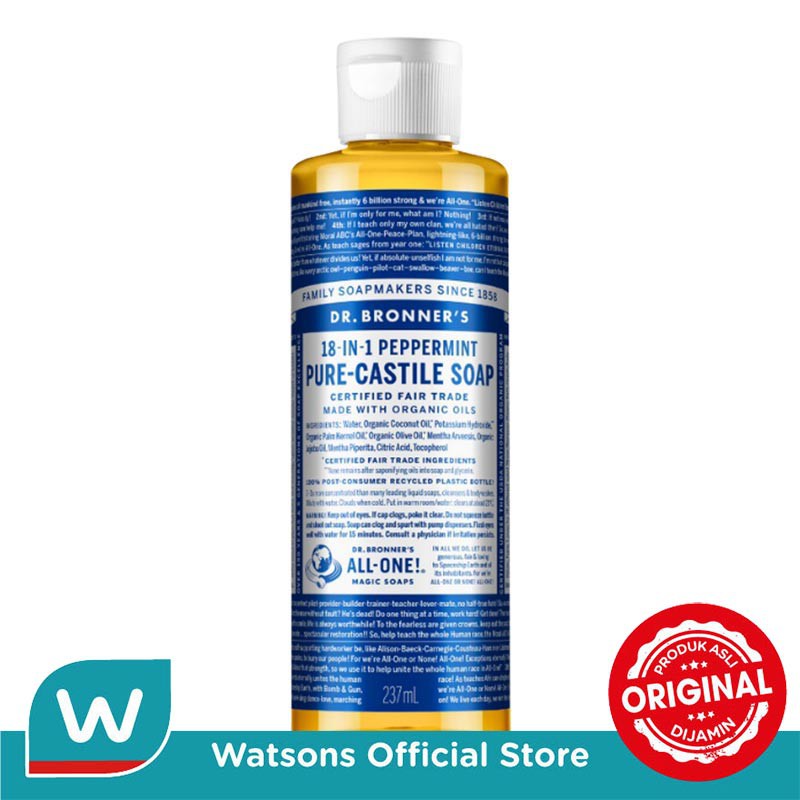 Jual Dr Bronner's Peppermint Pure Castile Liquid Soap 237 ml Shopee Indonesia