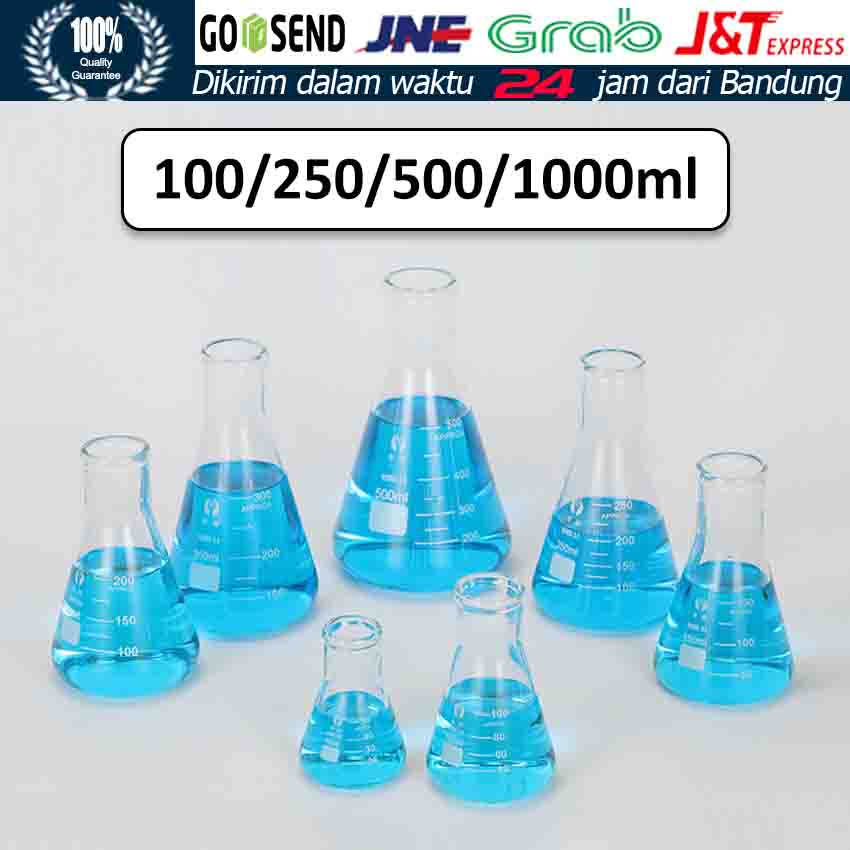 Jual Labu Erlenmeyer Erlenmeyer Flask Conical Glass Pyrex 100250500100 Ml Shopee Indonesia 4051