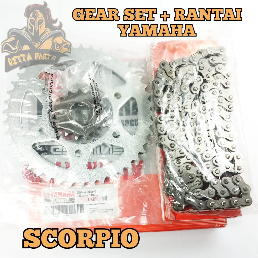 Jual GEAR SET PLUS RANTAI YAMAHA SCORPIO KUALITAS ASLI ORIGINAL YAMAHA