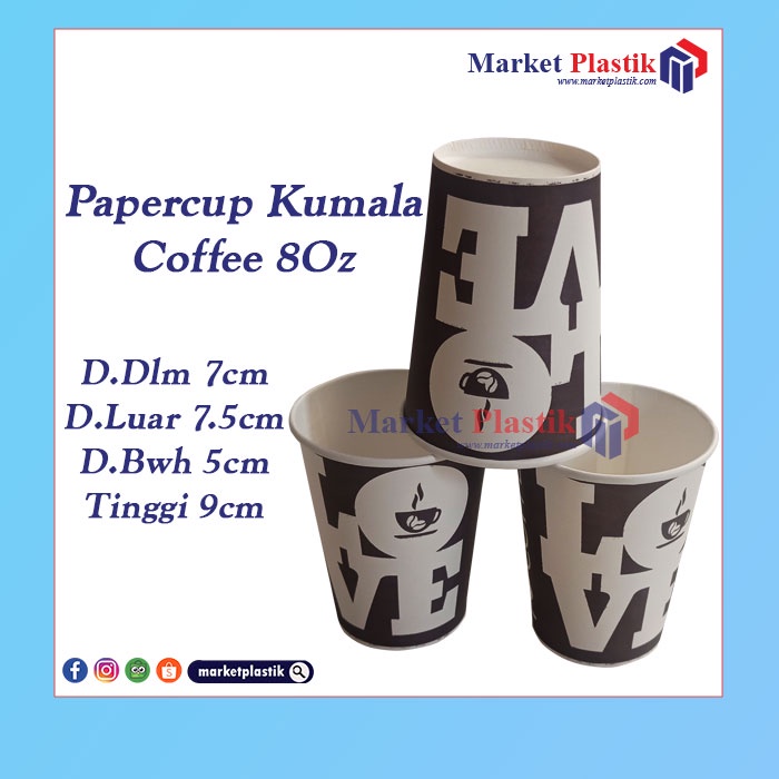 Jual Gelas Kopi kertas 8oz/Papercup 8oz isi 50pcs kumala/Paper Cup ...