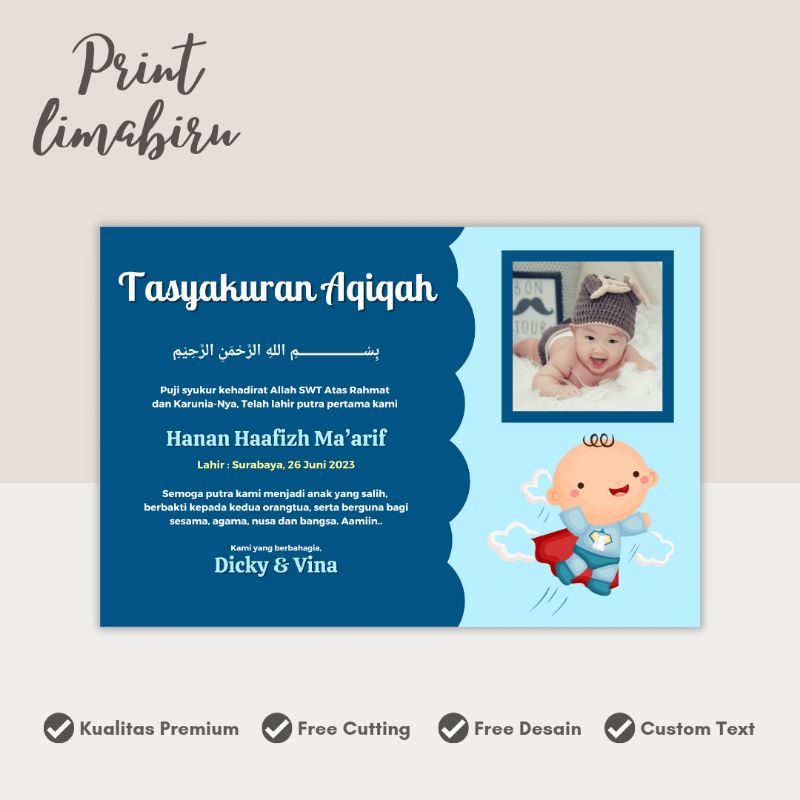 Jual UKURAN BESAR - STIKER DAN KARTU UCAPAN TASYAKURAN AQIQAH ( Minimal